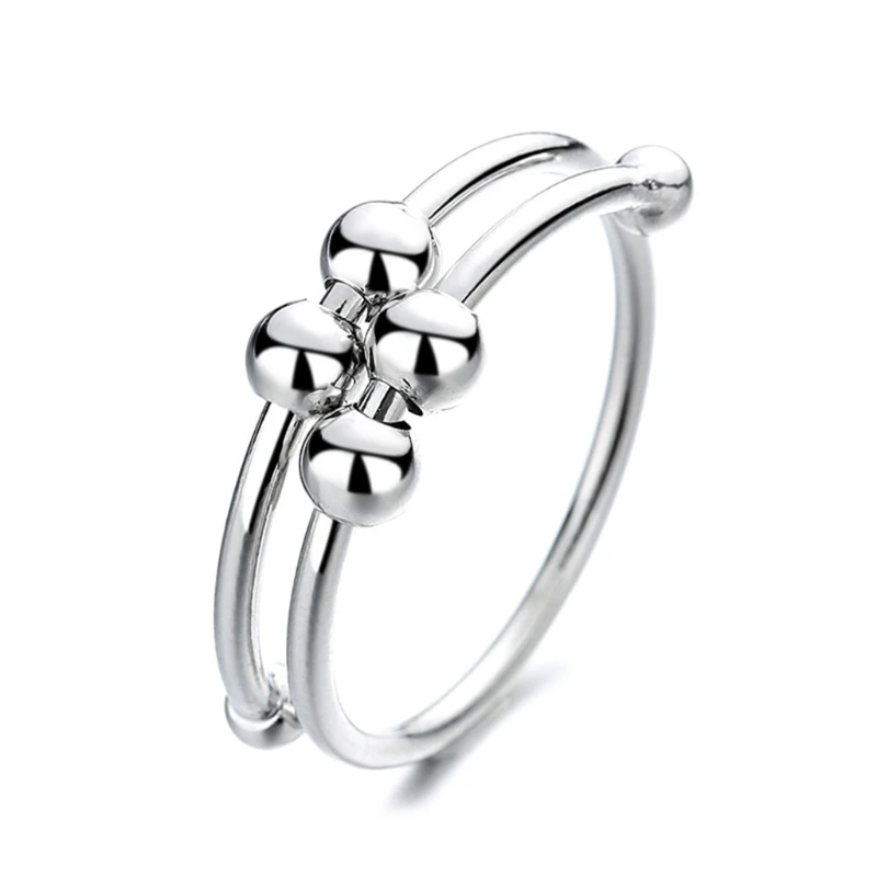 

Women Rotatable Fidget Beads Rings Single Coil Spinner Beads Ring Anti Stress Anxiety Opening Peace Ring Valentine's Day Jewelr
