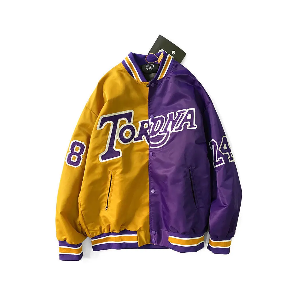 

Baseball uniform women Fad spring and autumn new letter stitching contrast color trend jacket loose vintage single breasted top