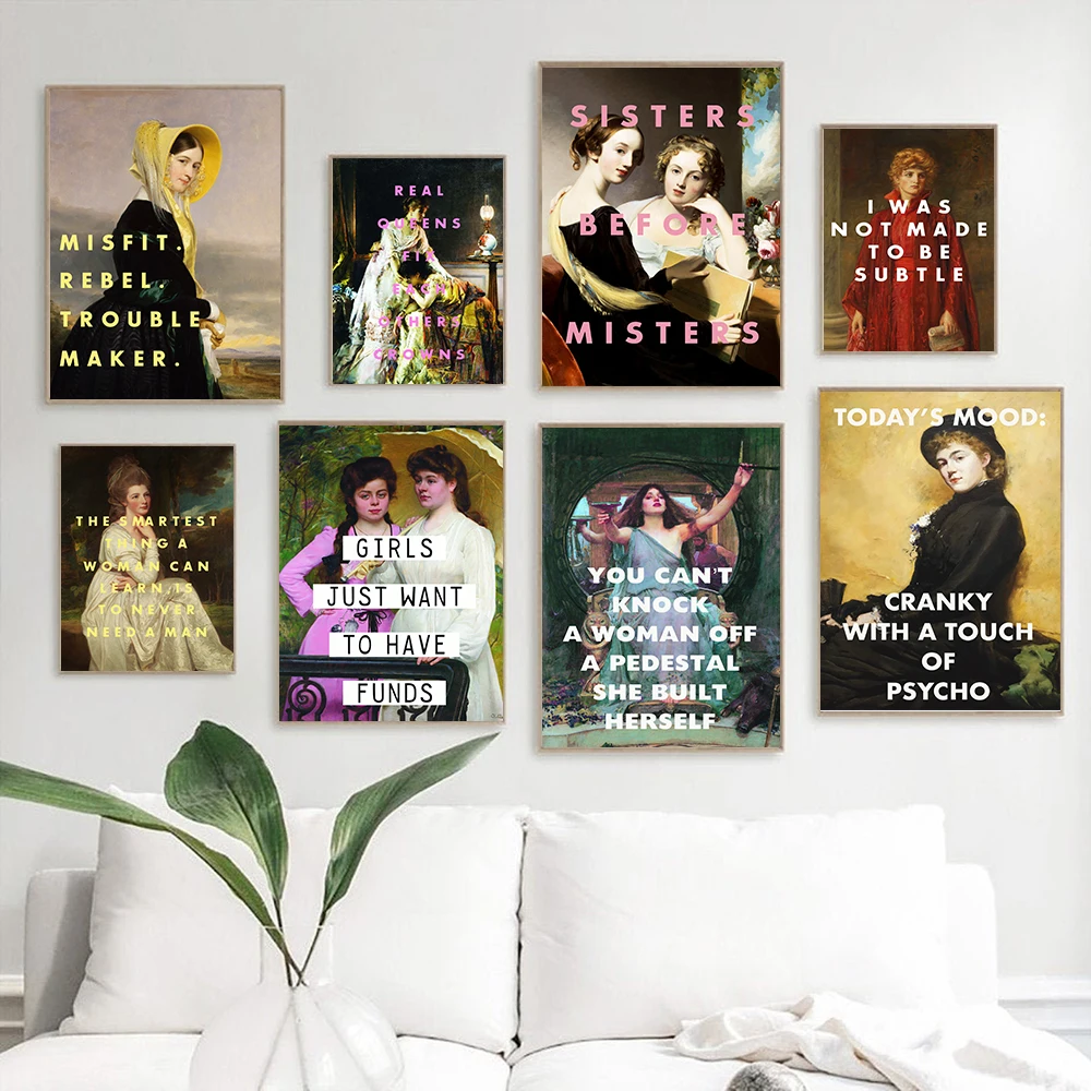 

Feminist Gifts Sisters Before Misters Quote Print Woman Wall Art Canvas Painting Picture Feminist Poster Girls Room Wall Decor