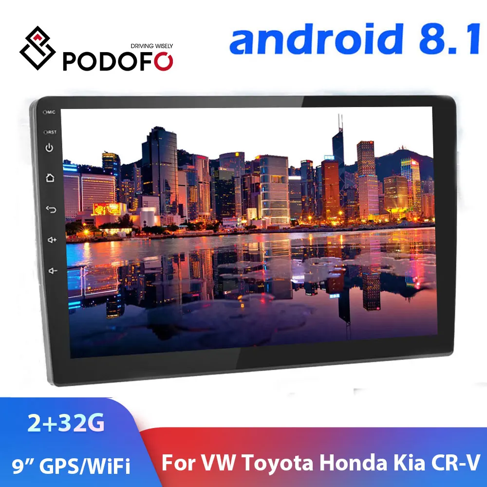 Podofo 2din Автомагнитола Android8.1 " 2+ 32G Автомагнитола gps Wifi Автомобильный мультимедийный плеер для Volkswagen Nissan hyundai toyota CR-V Kia