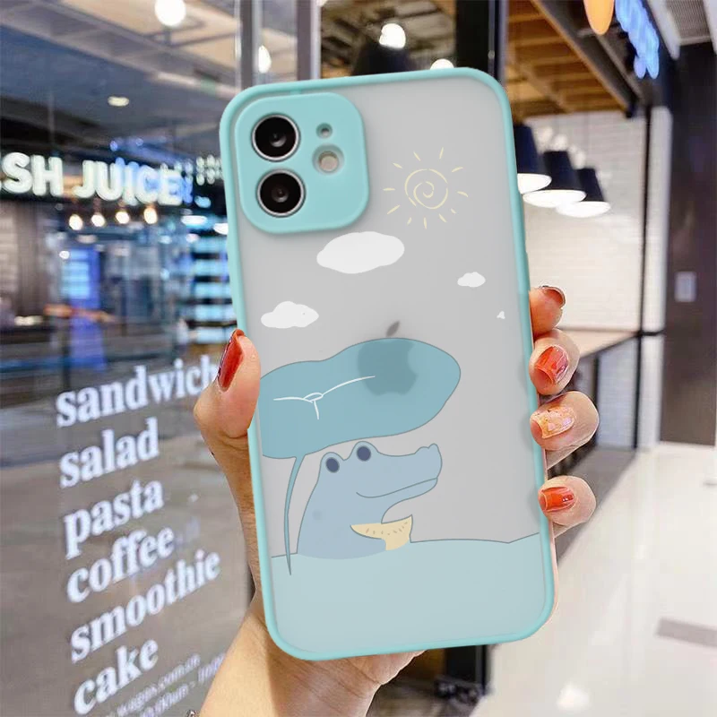 

Case by iPhone 11 12 13 Pro Max Mini 7 8 Plus XR X XS MAX Original Skin Feel Protective Case Cover Cute Animal