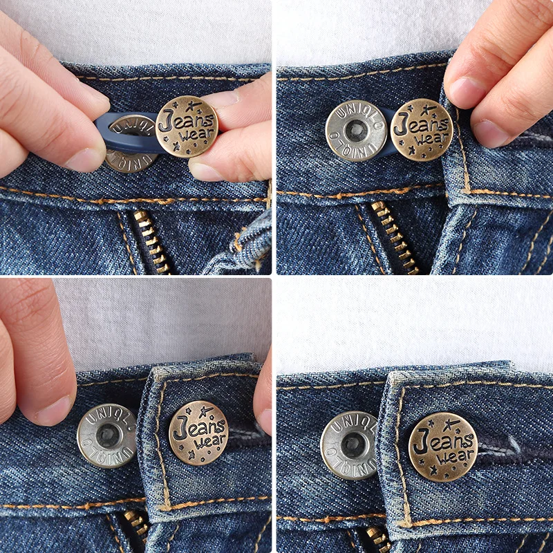 

Silicone Magic Metal Button Extender for Pants Jean Free Sewing Adjustable Retractable Waist Extenders Button Waistband Expander