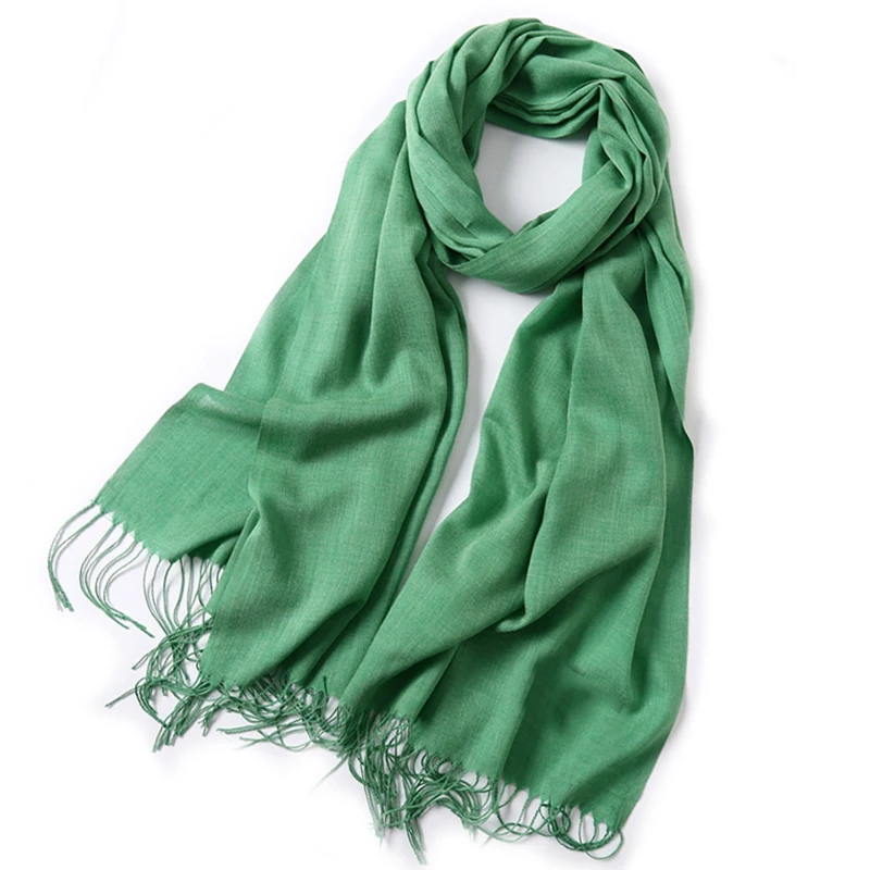 

Женский весенний шарф, модный тонкий длинный однотонный теплый шарф из пашмины, женский кашемировый хиджаб с кисточками, 70*200 см