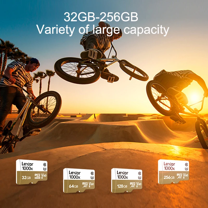 Lexar Micro SD карты 1000x слот для карт памяти 32 Гб TF Card 64 256 150 МБ/с. C10 флеш-накопитель