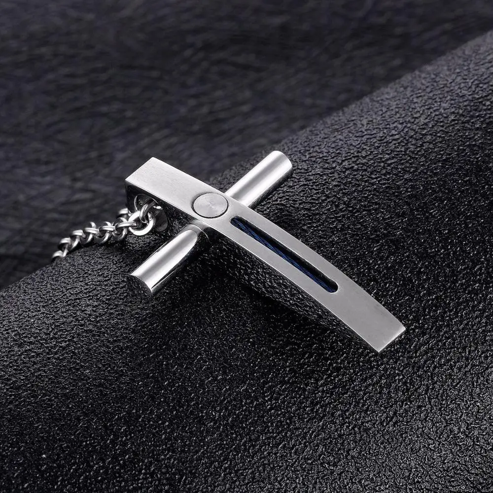 

OPK Titanium Steel Christian Jesus Steel Cross Men's Necklace Chao Men's Student Hanger