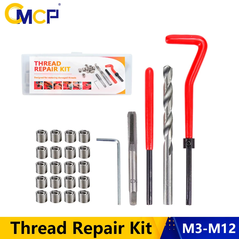

CMCP Car Thread Repair Kit M3 M4 M5 M6 M8 M10 M12 Metric Thread Repair Kit For Restoring Damaged Threads Coil Drill Tool