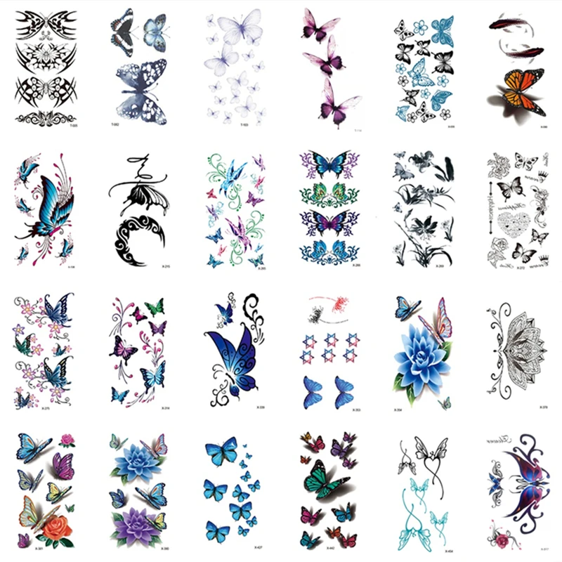 Women's Waterproof Temporary Tattoo Sticker, Butterfly False Tattoo, Arm, Clavicle And Ankle, Small Size 10.5 * 6CM, Body Art