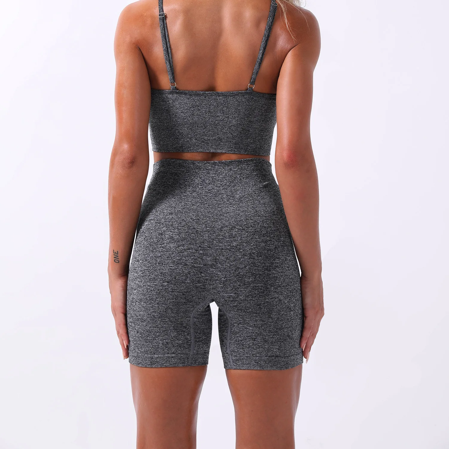 

XMTOPYE Seamless Yoga Set Sports Gym Clothing 2 Piece Crop Top Bra Biker Shorts Tracksuit Workout Sportswear Running Outfit 2021