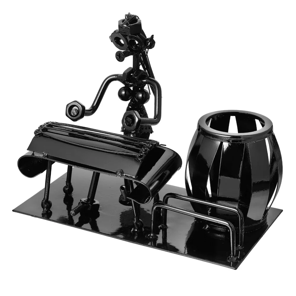 

1Pc Iron Musician Pen Holder Pencil Container Desktop Stationery Organizer