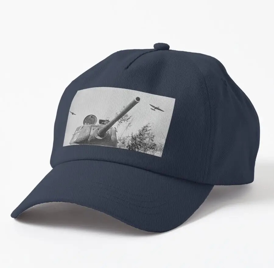 

T-34 Tank Turret with Russian Planes Flying Overhead - WW2 War Print Cap Adult Geometric Outdoor Hat