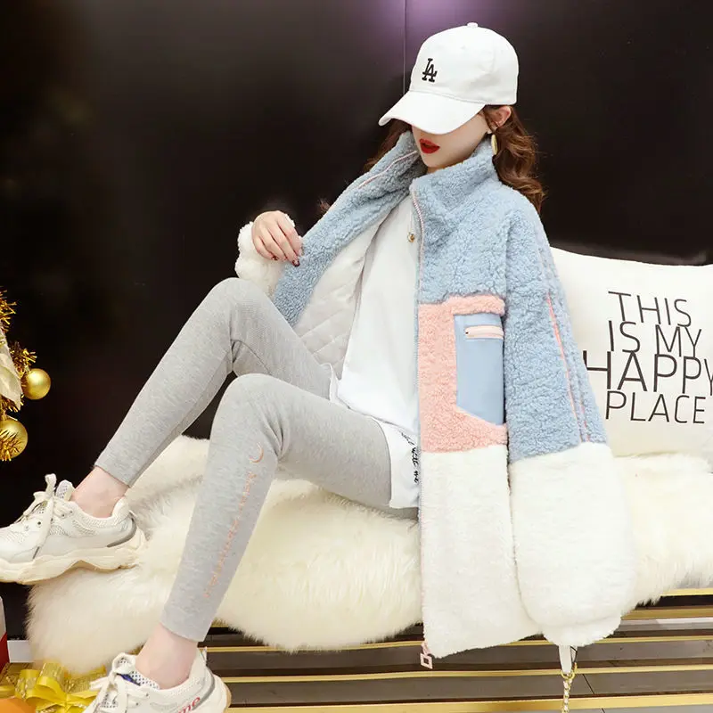

Lamb fur coat female loose 2020 new autumn/winter plus thick furry cardigan clothes wool coat women Cotton Cashmere