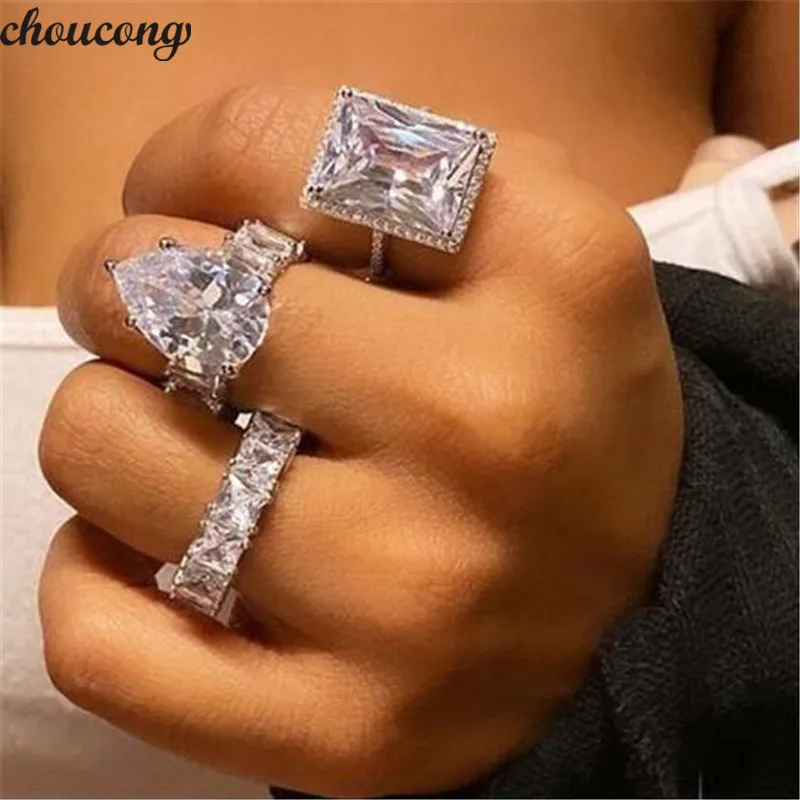 

Luxury Pear cut 8ct AAAAA cz Promise Ring 925 Sterling Silver Engagement Wedding Band Rings for women men Fine Party Jewelry