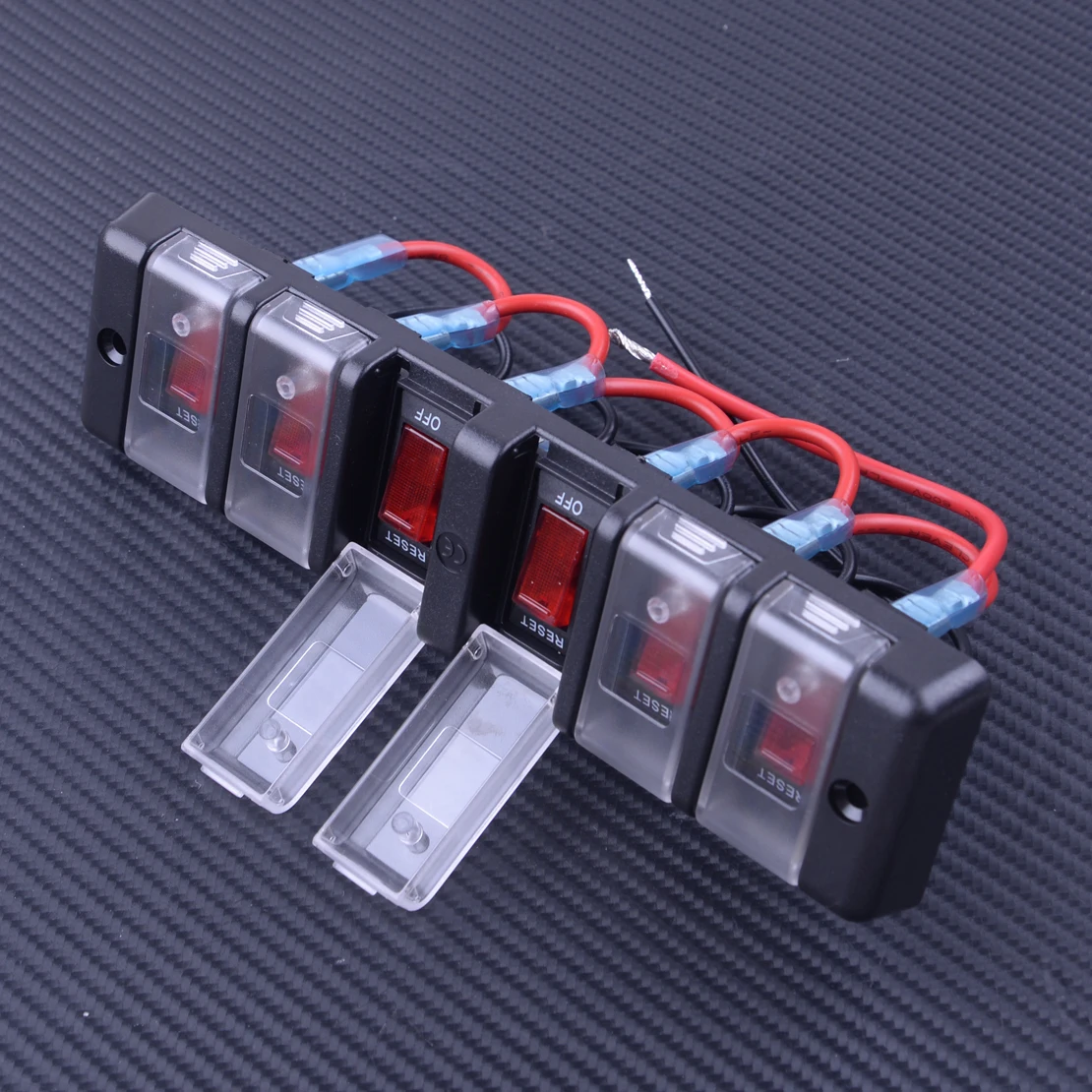 

Car Marine Boat Ship 16A 12V DC Water IP Rating IP65 6 Gang Waterproof Rocker Switch Control Panel Red LED
