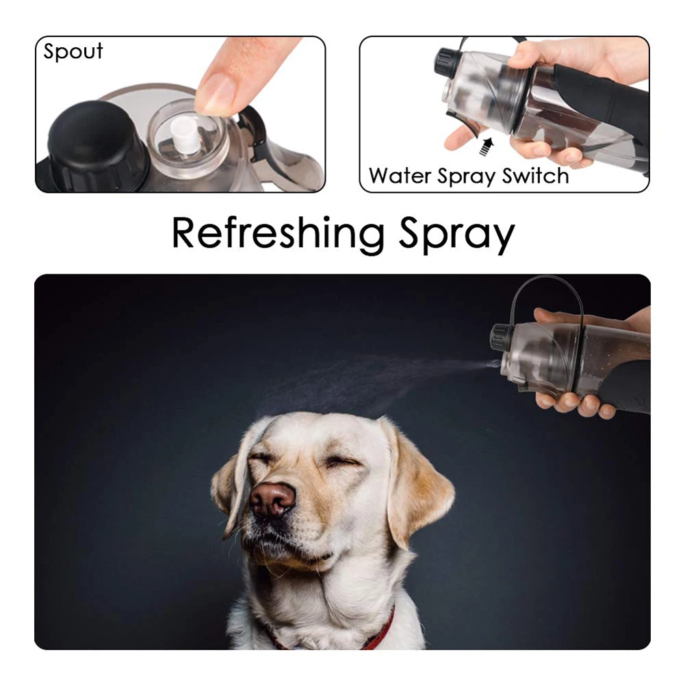 600 мл портативная наружная бутылка для воды человека собаки двойного назначения