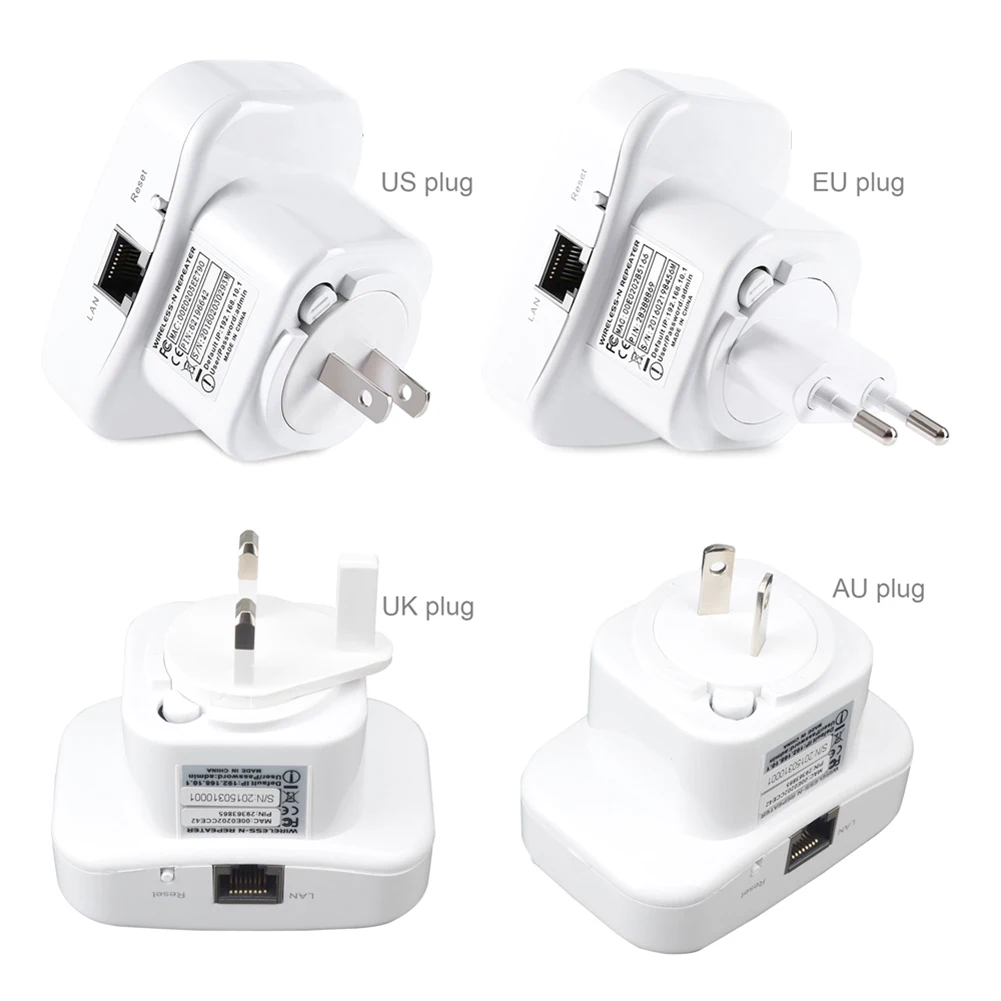 

US/EU/UK/AU Plug Wireless Router Range Extender WiFi Repeater Signal Amplifier Wireless Plug Routers Networking Signal Booster