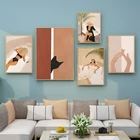 Абстрактный моды плакат Женственная Дамская обувь Wall Art Холст Картины скандинавский принт листья черная кошка панно украшение дома