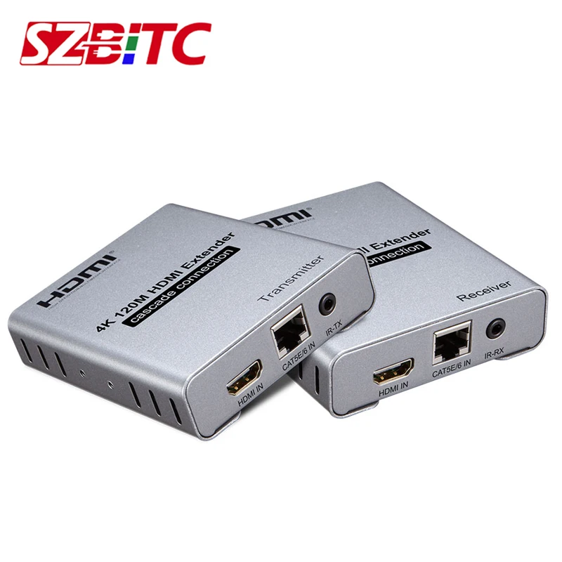 SZBITC 4K HDMI удлинитель 120 м кабель Cat5e/Cat6 ESD Защита RX такая же как TX каскадная передача