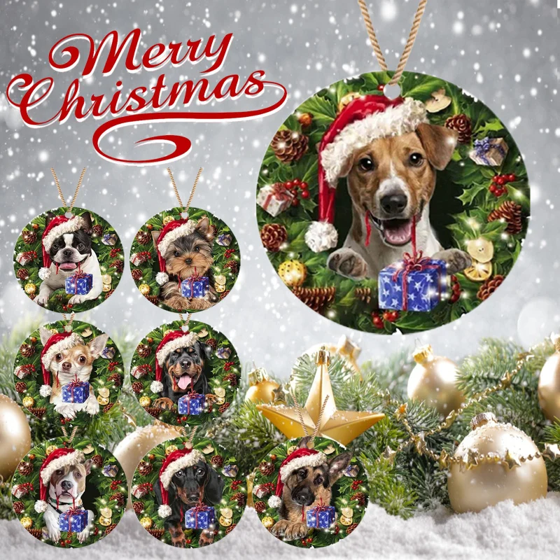 

1PC Cartoon Animal Pattern Christmas Wooden Hanging Ornaments For Christmas Tree Holiday Home Arrangement Decoration Supplies