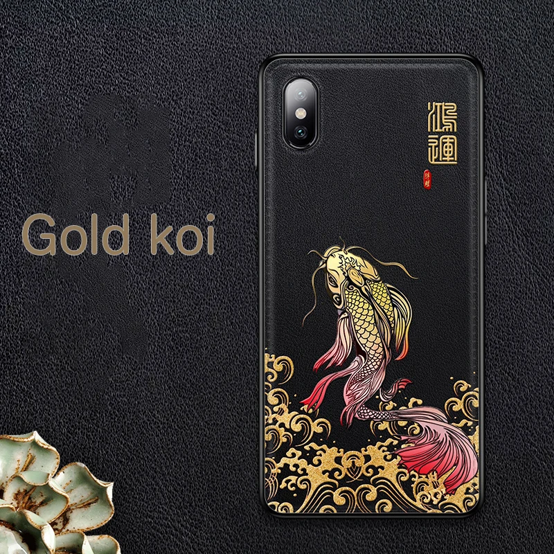 Pu кожаный золотой кои Дракон Чехол с тиснением для Iphone XS MAX XR 11 PRO чехол X Чехол| |