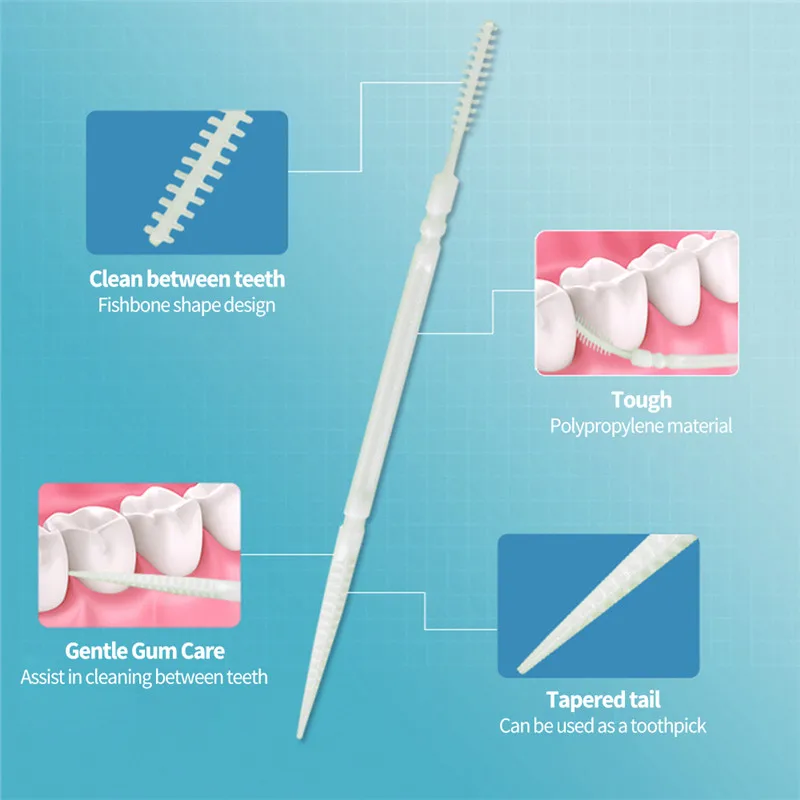 100 шт. зубная щетка с двумя головками для чистки межзубных пространств Denta нить