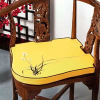 custom embroidery orchid grass gap seat pads concave triangle chair cushions anti slip irregular chinese cotton linen sit mats