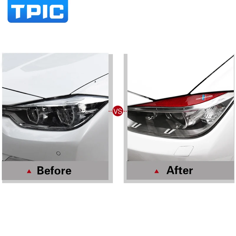 TPIC 2 шт./лот накладка на фару брови ресницы углеродное волокно наклейка M