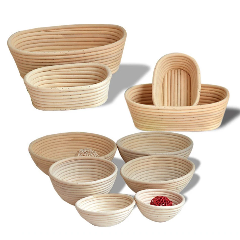 Круглая/Овальная корзина из ротанга для брожения Загородная багета хлеба