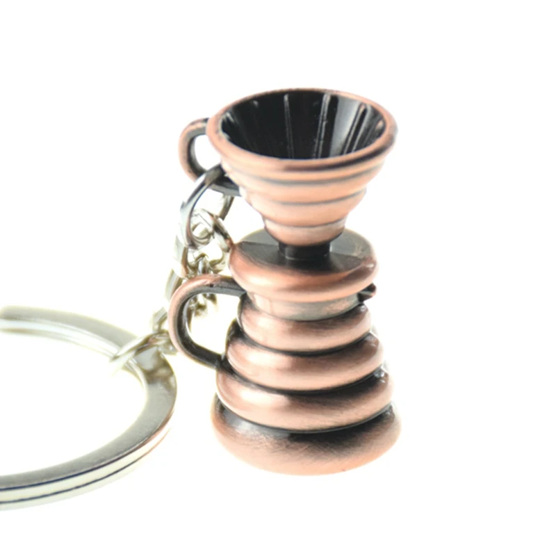 Креативный брелок для бариста в форме кофейного прибора металлический