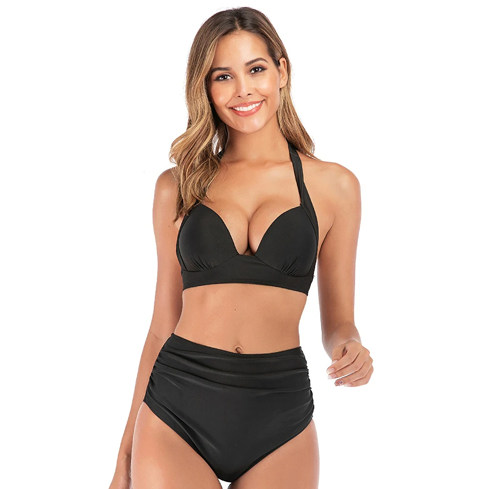 

Sexy Swimwear Women Plus Size XXXL Two-Pieces Split Bikinis Swimsuit Push Up Padded Polyester Beachwear Bathing Swimming Suit