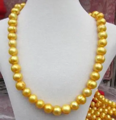 

very beautiful Natural 9-10mm South Sea White Pearl Necklace 18" 14K/20 yellow ball Clasp