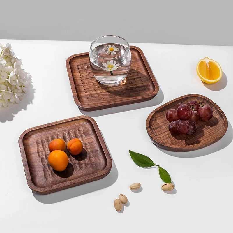 

Walnut Wood Jewelry Trays Decorative Wooden Salad Snack Plate Dessert Platter Appetizer Serving Tray Fruit Platter Dish Plates