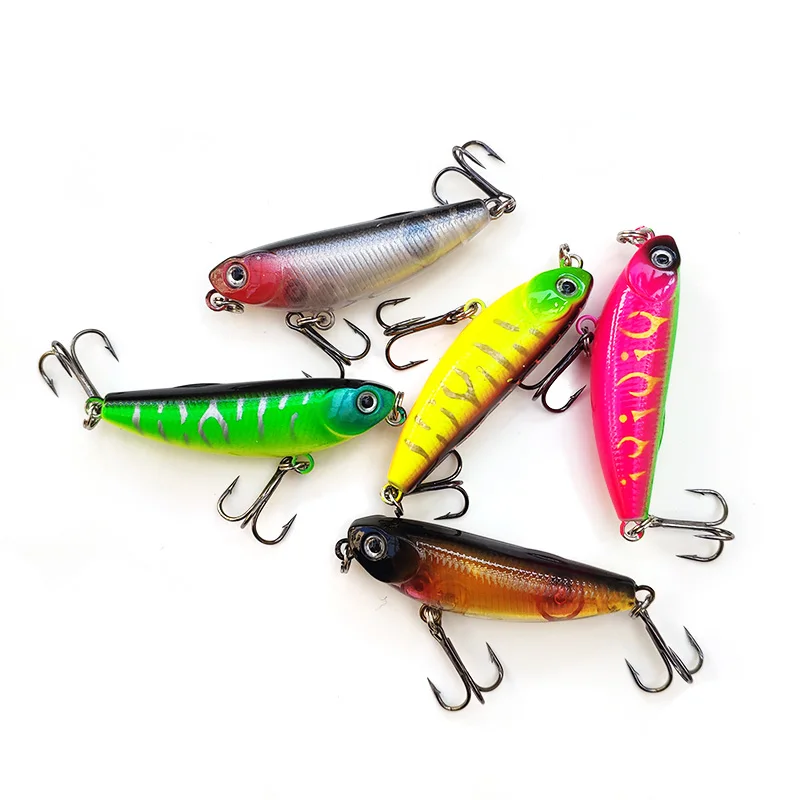 

5PCS Hot Sale 5.5cm /5.5g Fishing Pencil Lure Fly High Quality Pesca Wobble Crank Hard Bait Stronger Flat Split Rings and hooks