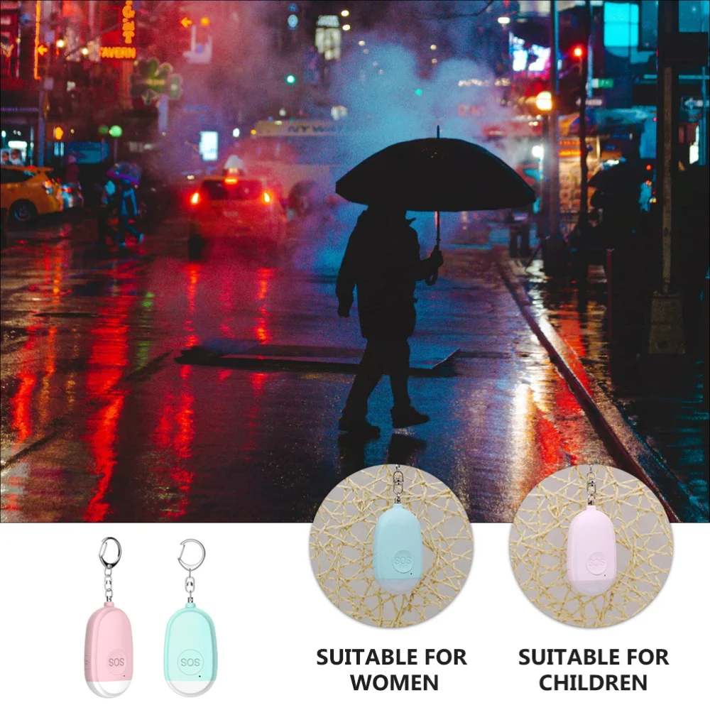 

2PCS Personal Sound Alarm with LED Light Portable Emergency Safety Alarm Supply