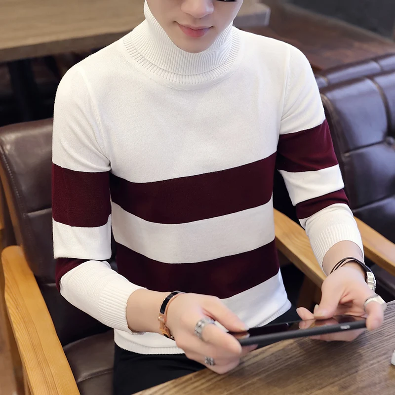 Men's Thick Turtleneck Pullover Sweater New High Collar for Men Chompas Para Hombre Fashion Slim Fit | Мужская одежда