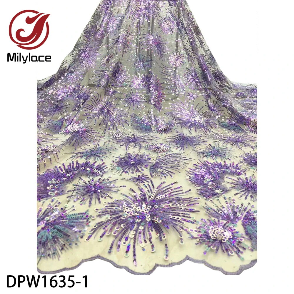 

Milylace новый стиль 3D Цветочные Блестки кружевная ткань 2020 африканский тюль кружевная вышивка ткань для платья DPW1635