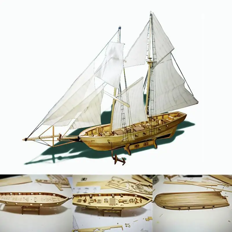 

Scale Assembling Wooden Sailboat DIY Ship Model Kit Home Decoration Boat Children Toys Gift Sailing Model Assembled Wooden Kit