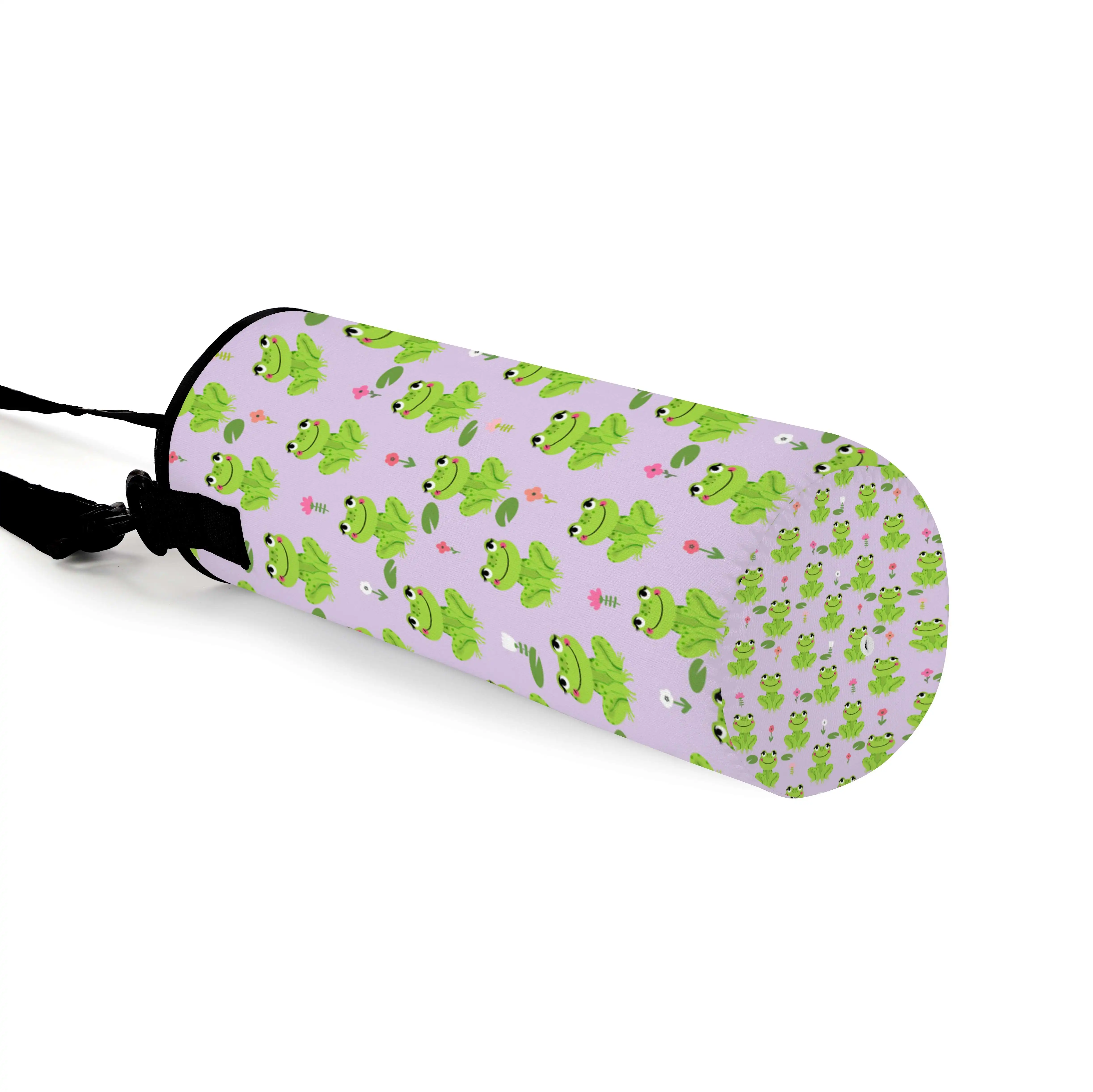 Funda aislante de neopreno para botella de agua de 1000ML, funda para botella de agua con estampado de rana de dibujos animados, funda aislante-5