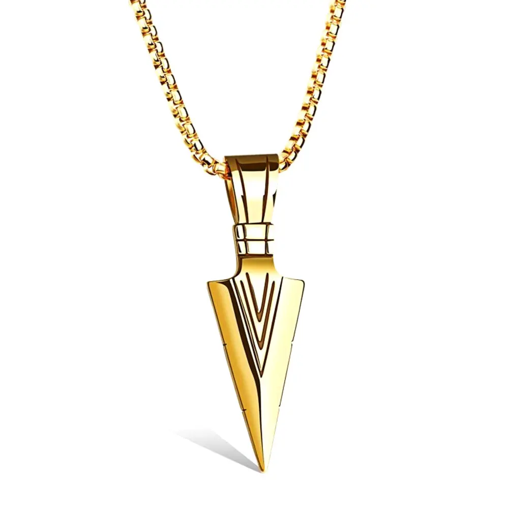 

Women Men Necklace Stainless Steel Spearhead Arrowhead Pendant Necklaces Chocker Jewelry C66