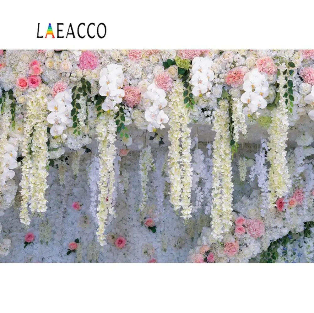Laeacco виниловые фоны для фотосъемки розовые свадебные цветы стены любовь