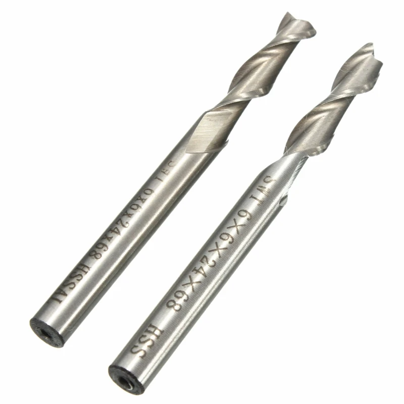 6mm 2 Flute HSS &amp Aluminium End Mill Cutter CNC Bit Extended Incisive Strong And Durable Hot Sale 6x6x24x68mm Milling | Инструменты