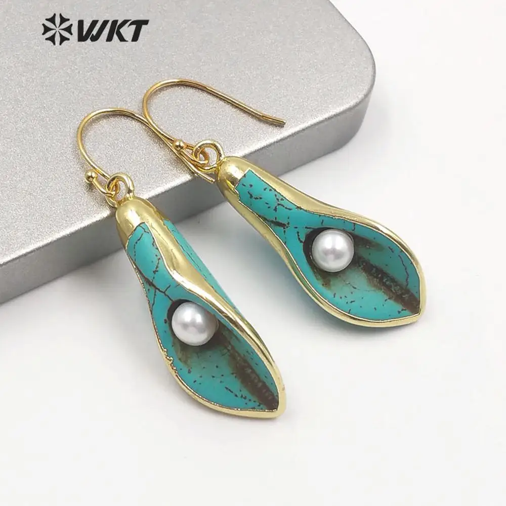 WT-E605 WKT Серьги с камнем специального дизайна Morning Glory Sape и жемчугом Женские модные