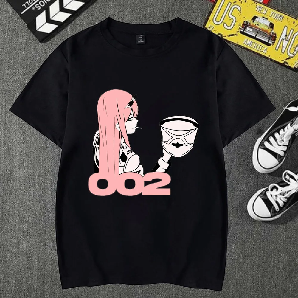 

Футболка Harajuku с принтом аниме Zero Two, Мужская футболка Darling In The Franxx, забавная футболка, милый женский топ с аниме