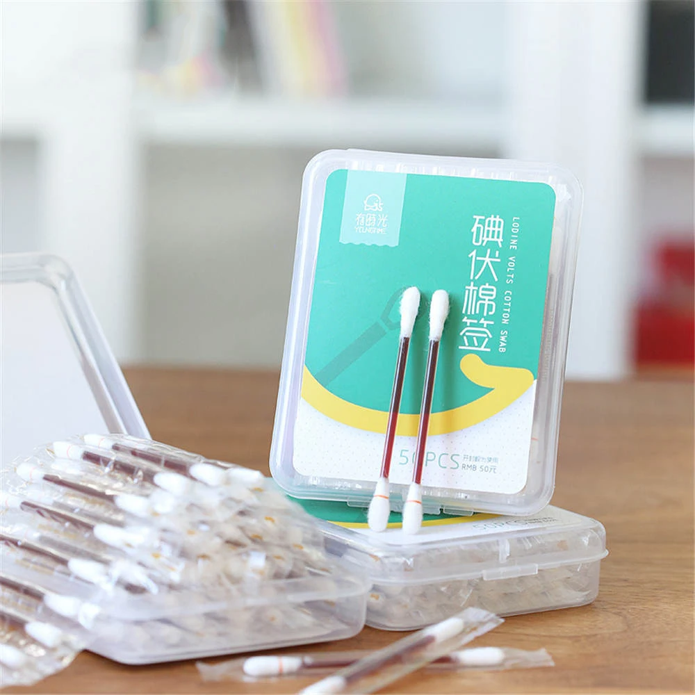 Ватные тампоны 50 шт./лот медицинские спиртовые одноразовые аварийные ватные для