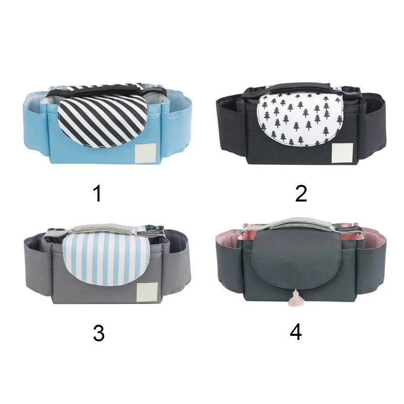 

2020 Portable Baby Stroller Hanging Storage Bag for Diapers Feeder Multiple Pockets Stroller Organizer