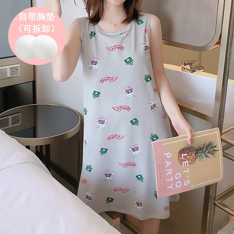 Ночная рубашка женская летняя Студенческая с коротким рукавом Милая подкладом