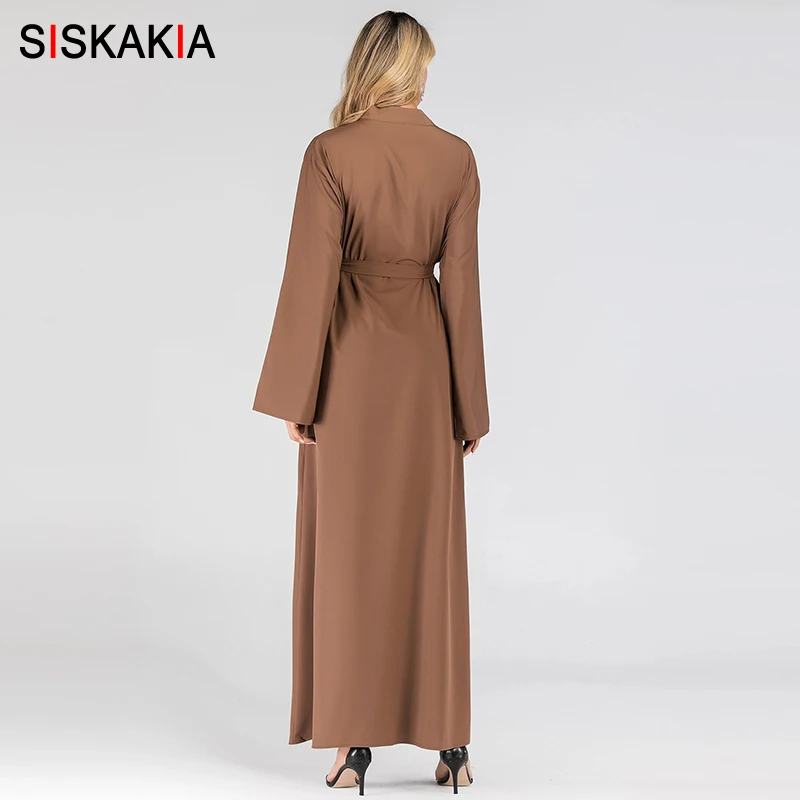 Siskakia современные мусульманские открытые Абайи жемчужные карманы патч чистый