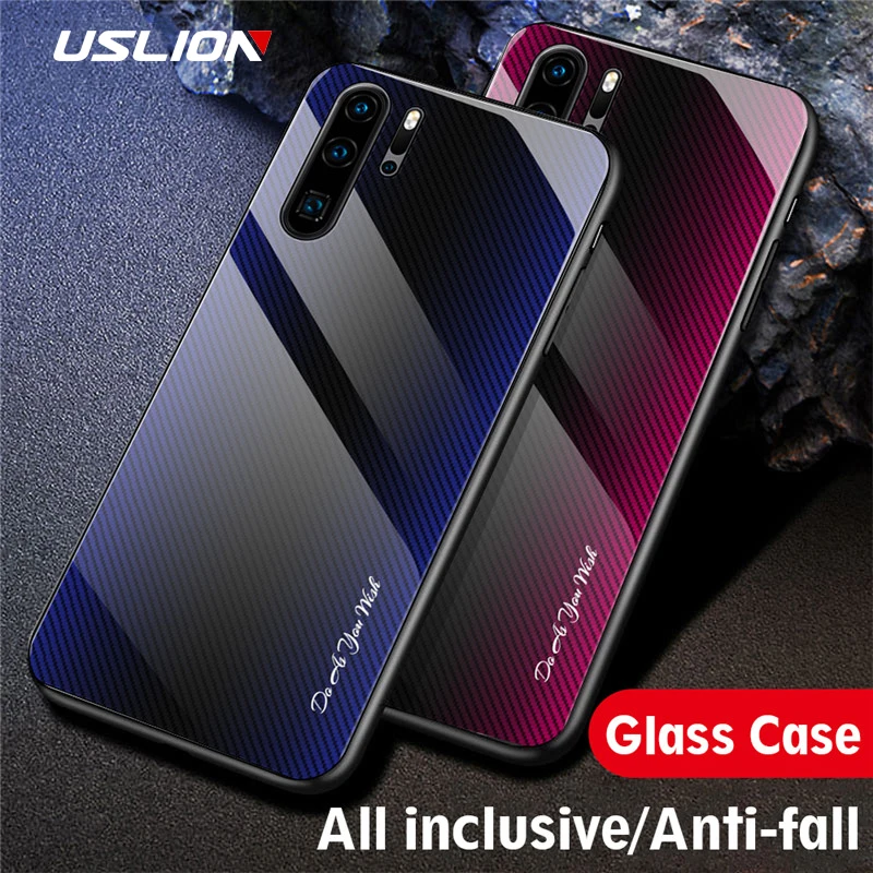 Чехол из закаленного стекла USLION для huawei P30 P20 Pro Honor 20 8X9X10 Lite Nova 5 mate P Smart Gradient Жесткий