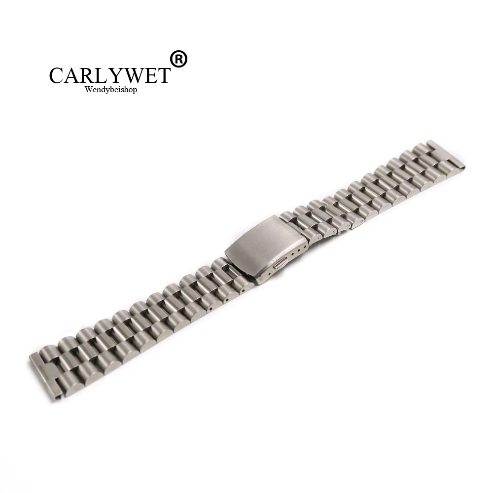 

CARLYWET 22mm Silver Straight End Screw Links Deployment Clasp Stainless Steel Wrist Watch Band Bracelet Strap For Brand Watch