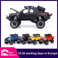 diecast car 132 scale ford raptor f150 alloy model with sound light pull back vehicle pickup truck toy for children gifts boys
