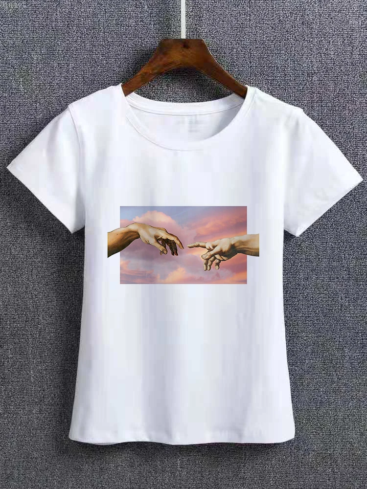 

Michelangelo David Hands Print Women T Shirt T-shirt Tshirt Femaale Clothes Aesthetic Harajuku Ulzzang Graphic 90s Summer Top